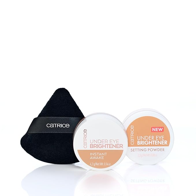 Catrice | Holiday Gift Set Under Eye Brightener & Setting Powder in 030 Golden Toffee + Magic Perfector Powder Puff Duo | Bright, Smooth & Long-Wear Finish