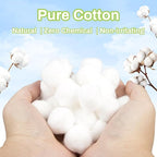 200pcs Natural Cotton Balls - Large Size Organic Cotton Ball for Nail Polish Remover Absorbent Soft Acetone Free Gel Nail Removal Bulk Cotton Rounds Face Cleansing Makeup Remover Nail Supplies