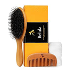Premium Boar Bristle Hair Brush for Thick Hair Set. Hairbrush for Women With Thick, Long or Curly Hair. Restores Hair's Shine and Health. Comb, Travel Bag & Spa Headband Included