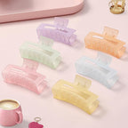 3.5 Inch Medium Hair Accessories - 6 Pack Square and Rectangle Banana Jaw Clips for Women and Girls - Ice Cream