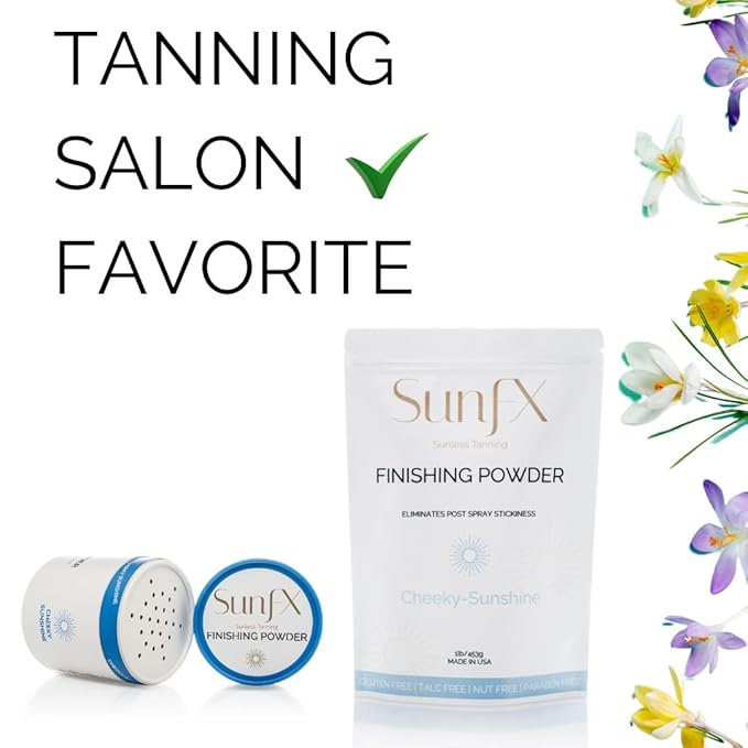 SunFX Post Spray Tan Translucent Finishing Powder | Talc Free | Sunless Tanning Setting Powder | Shimmer | Cheeky Sunshine 4.00 Ounce (Pack of 1)
