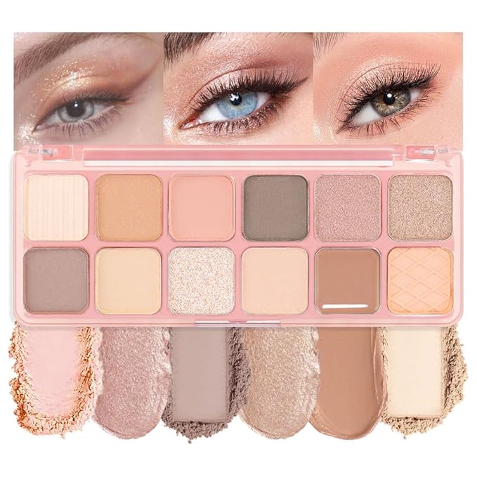 AMY'S DIARY 12Color Light Pink Purple Eyeshadow Palette, Long-Lasting, and Highly Pigmented. Elevate Your Eye Makeup– Unleash Your Unique Style (05#)