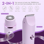 2025 Upgraded Dermave Bikini Shaver - 2 in 1 Bikini Trimmer for Women with LCD Display, Dual Head Cordless Electric Shaver, IPX7 Waterproof Wet/Dry Body Hair Trimmer for Face,Purple