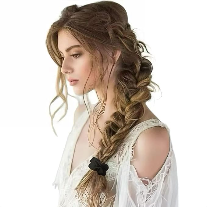 8 Pcs Black Small Satin Scrunchies for Women, No Damage No Crease Hair Ties Scrunchies for All Hair Types and Textures, Thin Hair Elastic Bands Ponytail Holders for Girls Hair Accessories