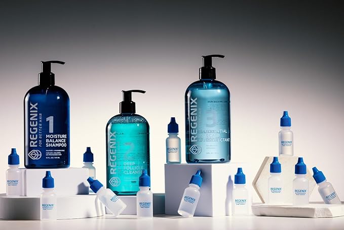 Regenix Starter Kit for Thinning Hair and Dry Scalp | Moisture Balance Shampoo, Deep Follicle Cleanser, Essential Scalp Protectant, Personalized Treatments | Natural Hair and Scalp Care System