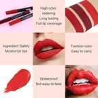 evpct 1Pcs Ruby Red Matte Lipstick and Lip Crayon Liner Pencil Pen Set for Women Lip Stain Long Lasting Waterproof labiales mate magicos 24 horas originales pintalabios permanente 24 horas 10
