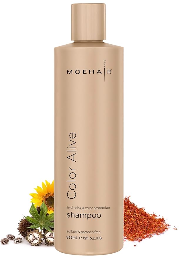 MOEHAIR Color Alive Shampoo | Moisturizing & Hydrating | Shampoo for Color-Treated Hair | Paraben & Sulfate-Free | Rich in Safflower Oil & Castor Oil | Controls Frizz (12 Fl. Oz)
