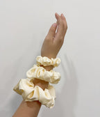 3 Pieces Satin Scrunchies Set for Hair No Crease Elastic Hair Ties for Women and Girls (Beige)