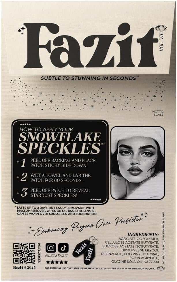Fazit Makeup Patches - Snowflake Speckles - Glow Up Make-Up Patches - Cute Glitter Makeup Accessories for Women - Cosmetic Glitter for Face
