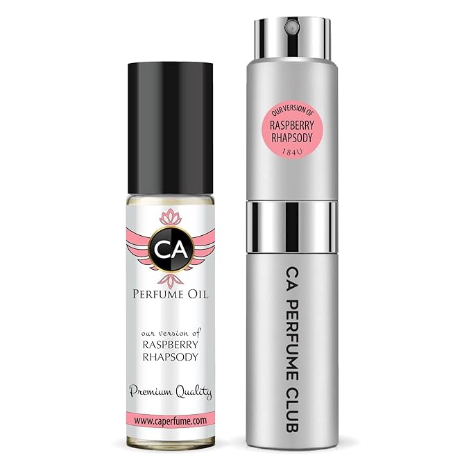CA Perfume Duo Impression of Raspberry Rhapsody For Women And Men Perfume Layering Set Long Lasting Travel Size EDP + Body Oil Roll-On Bottle 0.27 Fl Oz+0.33 Fl Oz