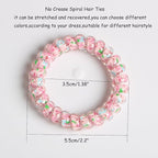25pcs Spiral Hair Ties,Elastic Coil Hair Tie for Women Girls,No Crease No Damage Telephone Wire Cord Hair Ties for Thick Hair Thin Hair(Pink)
