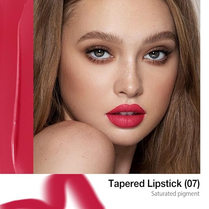 evpct Bright Red Gradient Matte Lipstick Lip Liner Combo Set for Older Women Long Lasting Waterproof, Big Red Lips Stick Crayon Pencil Cream Lip Liner and Lipstick Combo Makeup, Flawless Ombre Effect