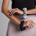 OLESILK 100% Mulberry Silk-Scrunchies for Hair Sleep, Women Grils Silk Hair Ties for Frizz & Breakage Curly Hair, No Damage, Elastics Ponytail Holder, 3 Pack