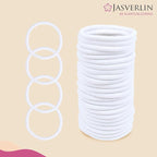White Thick Hair Ties 5mm Large Ponytail Holders for Women Girls Men Curly Texture Rubber Bands Durable Stretchy Nylon Hair Elastics for Braids 48 Count