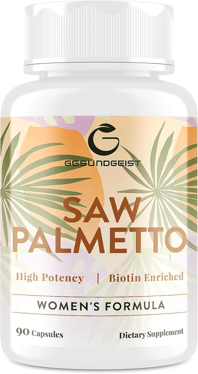 Saw Palmetto for Women Hair Loss - DHT Blocker with 5-in-1 Blend for Hair Growth, Skin & Nails, Urinary Wellness - Extra Strength Saw Palmetto Supplement - 90 Capsules