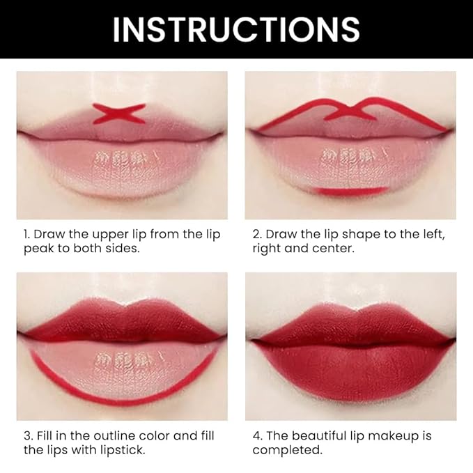 evpct 1Pcs Red Velvet Matte Lip Liner and Lipstick Combo Set Kit for Women, Dark Ruby Sexy Red Magic 24 Hours Lipstick and Lip Liner Gloss Stain Makeup Set Long Lasting Waterproof 24 labial, 40#