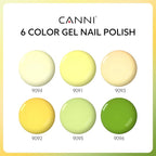 CANNI 6 Colors 9 ML Hema-Free Pastel Yellow Green Gel Nail Polish Set, Sage Forest Lime Green Pale Yellow Gel Polish Kit, Soak Off LED Nail Gel Manicure Kit DIY at Home Salon Gifts