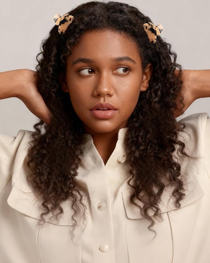 MAORULU 2 Pack Mini Acetate Hair Claw Clips – 1.6 Inch Small Durable Hair Clips for Women & Girls, Strong Hold Tiny Jaw Clips for Bangs & Half Up Hairstyles (Tortoise)