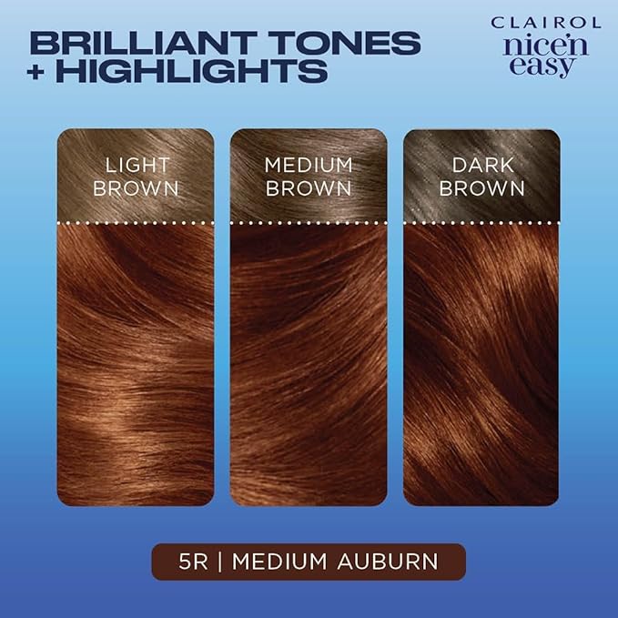 Clairol Nice'n Easy Permanent Hair Dye, 5R Medium Auburn Hair Color, Pack of 2