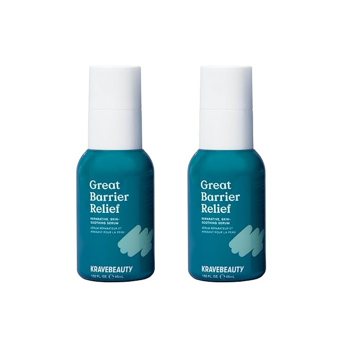 KraveBeauty Great Barrier Relief Serum Duo – Korean-Inspired Barrier Repair Serum, Tamanu Oil, Soothes Redness & Hydrates, Vegan & Cruelty-Free, 1.52 fl oz x2