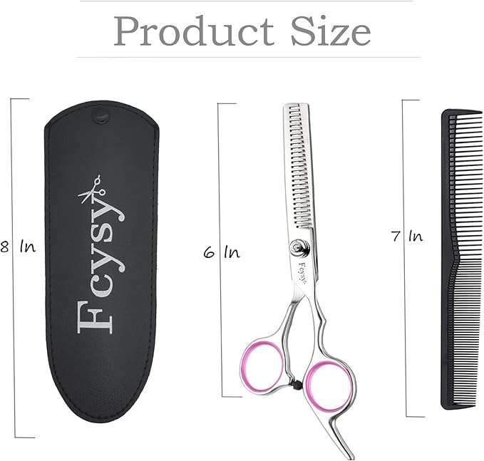 Thinning Shears for Hair Cutting, Professional Hair Thinning Scissors Barber Texturizing Shears, Fcysy 6 Inches Haircutting Blend Scissor Hair Thinner Layering Scissors with Comb for Dog Women Men
