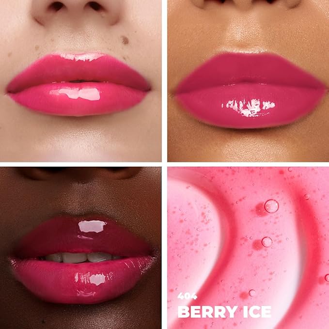 Lamel All-in-One Lip Tinted Plumping Oil - Universal Color & Moisture, Soft Balm for Day & Night Use, Lip Mask&Lip Gloss - Long-Lasting & Scented, Berry Ice 404-3ml/0.1fl.oz