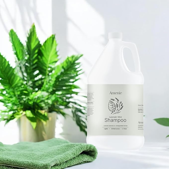Lavender Mint Shampoo - 1 Gallon, Rejuvenating Spa-Worthy Elixir with Organic Olive Oil & Aloe Vera, Paraben-Free & Vegan, For Soft, Vibrant Hair