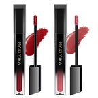 MAKI YIKA 2Pcs Matte Liquid Lipstick Set Dark Red Nude Lipstick Long Lasting Smudgeproof Transfer Proof Lip Makeup, DarkRed/Nude