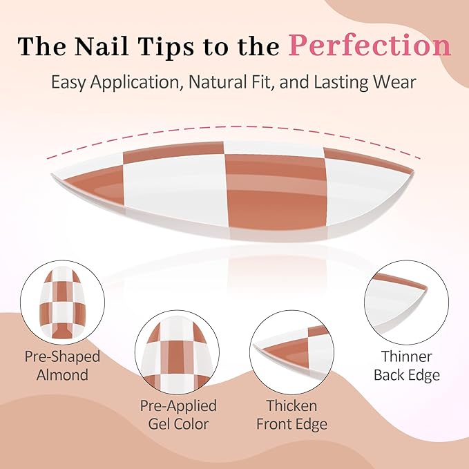 16 Sizes Press on Nails Kit for Kids - 32 Pieces French Almond Fake Nail Tips for Girls 8-12 Years Old with Jelly Nail Adhesives & No-Lamp Nail Glue, Birthday Christmas Gifts (Cozy Autumn)