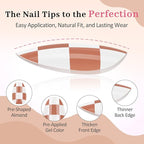 16 Sizes Press on Nails Kit for Kids - 32 Pieces French Almond Fake Nail Tips for Girls 8-12 Years Old with Jelly Nail Adhesives & No-Lamp Nail Glue, Birthday Christmas Gifts (Cozy Autumn)