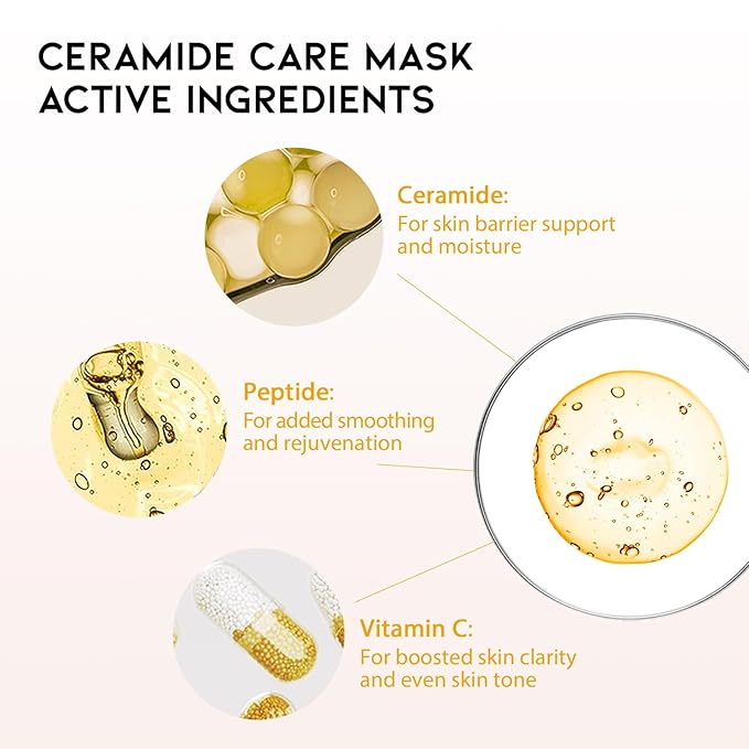 Hydrating Sheet Mask Starter Kit Variety Pack for Skin Care, Dry, Ance, Sensitive Skin, Korean Vegan Facial Sheet Mask for Men & Women, Collagen, Cica, Ceramide, Hyaluron, Retinol 5EA