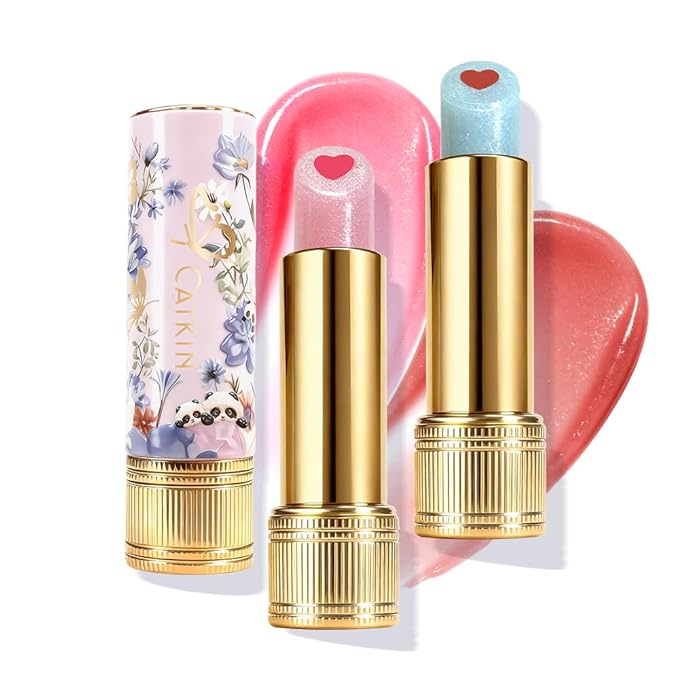Tinted Lip Balm with Colorful Serum Core, CATKIN Cute 2-in-1 Lip Balm Gloss, Moisturizing with Jojoba Oil Hyaluronic acid, Citrus Tea Flavor, Trendy Lip Care 2pcs (02+03)