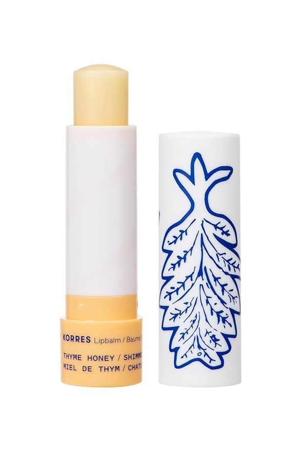 KORRES Lip Butter Stick Thyme Honey Shimmer, Hydrating Lip Balm with Greek Hypericum Balsam Oil, Moisturizing & Subtle Tint for Soft Lips, Lip Care for Women & Men, 0.17 oz, Stocking Stuffer