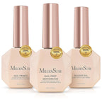 MelodySusie Builder Gel Nail Dehydrator and Primer Set Long Lasting Shine Nail Polish Art Design Manicure Kit Perfect Gifts for Women Girls 3 Pcs 15ml Clear