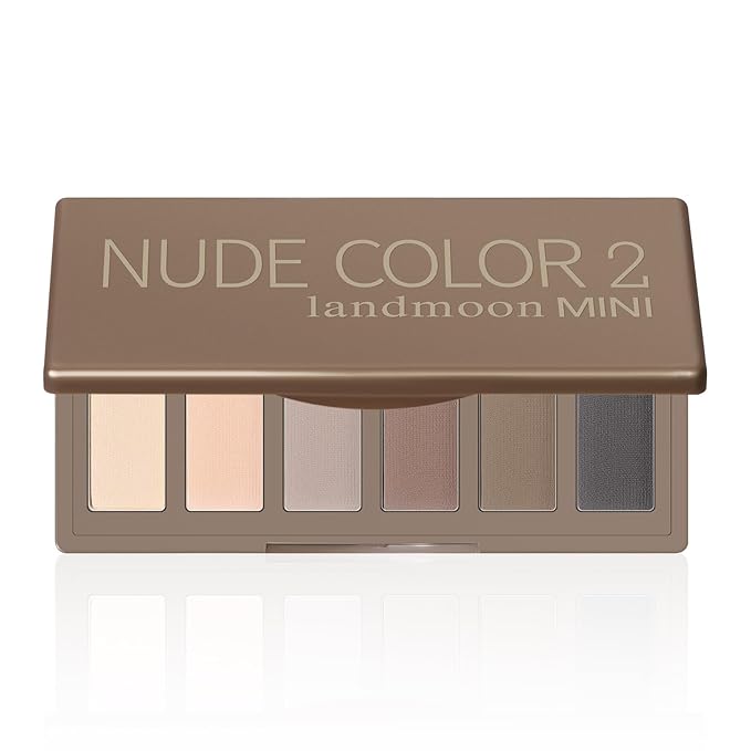 Nude Mini Eyeshadow Palette, 6 Colors Smoky Matte Taupe & Brown Neutral Eye Shadows, Highly Pigmented, Long-Lasting, Waterproof, Travel Size Makeup Palette with Mirror