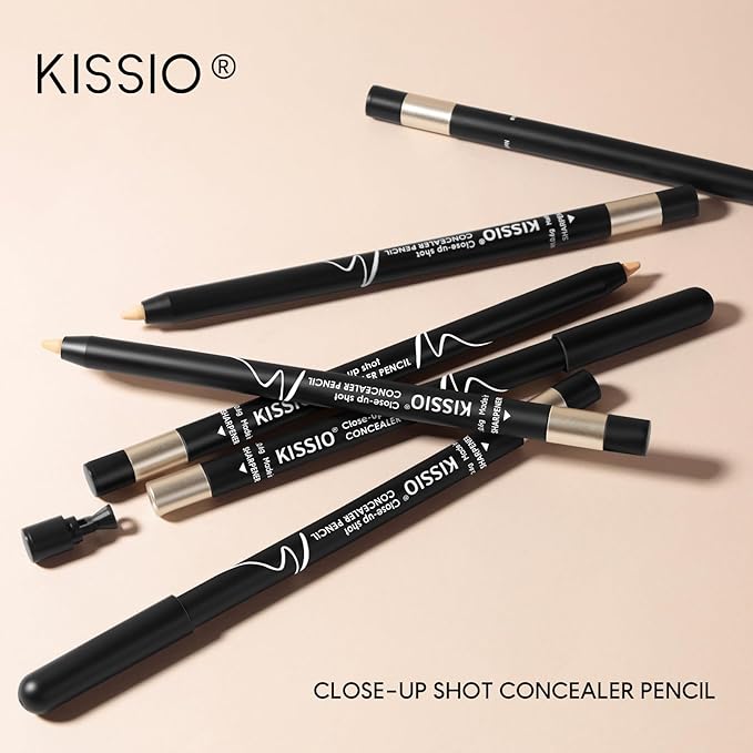 KISSIO Concealer Pencil,Under Eye Concealer,Cover Acne and Freckles,Brightener,Waterproof,Long-lasting,Cream,Makeup Pencil with Sharpener,02 NATURAL