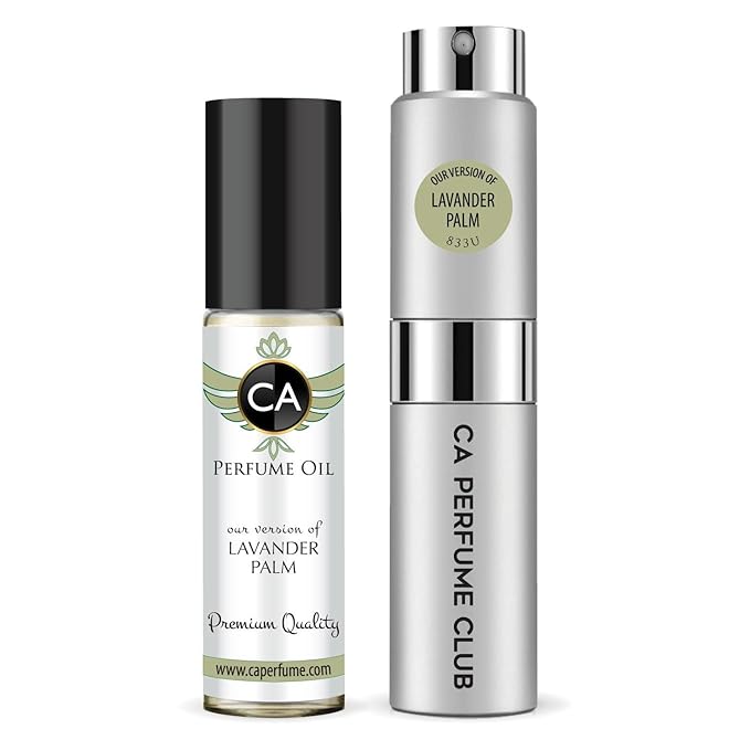 CA Perfume Duo Impression of Lavander Palm For Women And Men Perfume Layering Set Long Lasting Travel Size EDP + Body Oil Roll-On Bottle 0.27 Fl Oz+0.33 Fl Oz