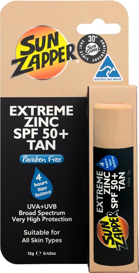 Sun Zapper Zinc Stick SPF 50 + Zinc Oxide Mineral Sunblock Stick for Face (Medium Skin Tone)