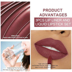 evpct 3Pcs Dark Red Nuetral Mauve Red Brown Matte Lip Liner Liquid Lipstick Stain Makeup Set for Women, Lip Liner Stain Long Lasting Waterproof Smudge Proof, Cruelty Free Lip Makeup 24 hours originale