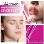 1Pcs 2 in 1 Hot Pink Matte Lip Liner and Liquid Lipstick Stain Makeup Set for women, Hot Pink Long Lasting Smudge Proof Lip Tint Matte Finish Lip Gloss for All-Day Color Hold Easy to Use 59#