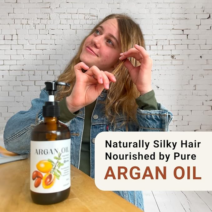 Argan Oil for Hair Growth Oil 1 Gallon (Aceite de Argan) - 100% Pure Cold Pressed Moroccan Oils - Suitable for Colored & Damaged Hair, Face, Body Oils, Nail & Scalp
