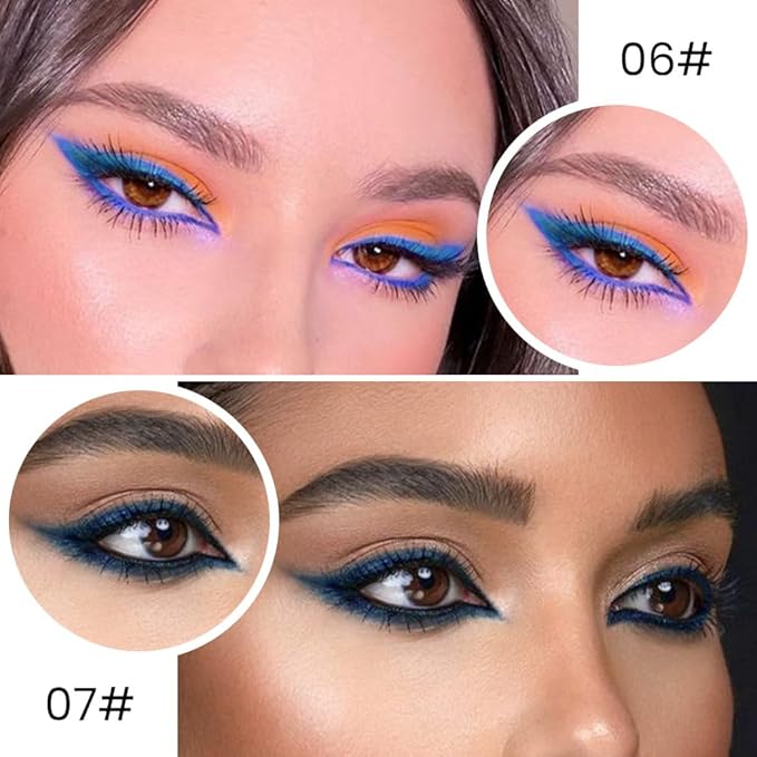 Kaely 2Pcs Light Dark Blue Gel Eyeliner Pencils Set,Waterproof Color Colored Eye Liner Crayon,Cat Eye Stencil Gothic Halloween Makeup,Face Paint Eye Black Stick,delineadores de colores para ojos