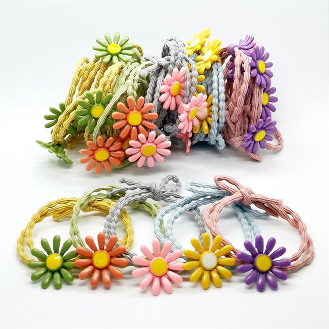 5pairs/Lot Sweet Hair Band Girl Hair Ties Hair Accessoires Small Sun Flower Design Rubber Band Perfect for Hair Style (Muti-Color)
