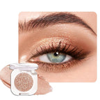 Light Brown Glitter Single Eyeshadow, Lightweight Blendable Mini Eye Shadow for Older Women, Monochrome Eyeshadow Palette Makeup Pigmented Waterproof, Vegan & Cruelty-Free, 09