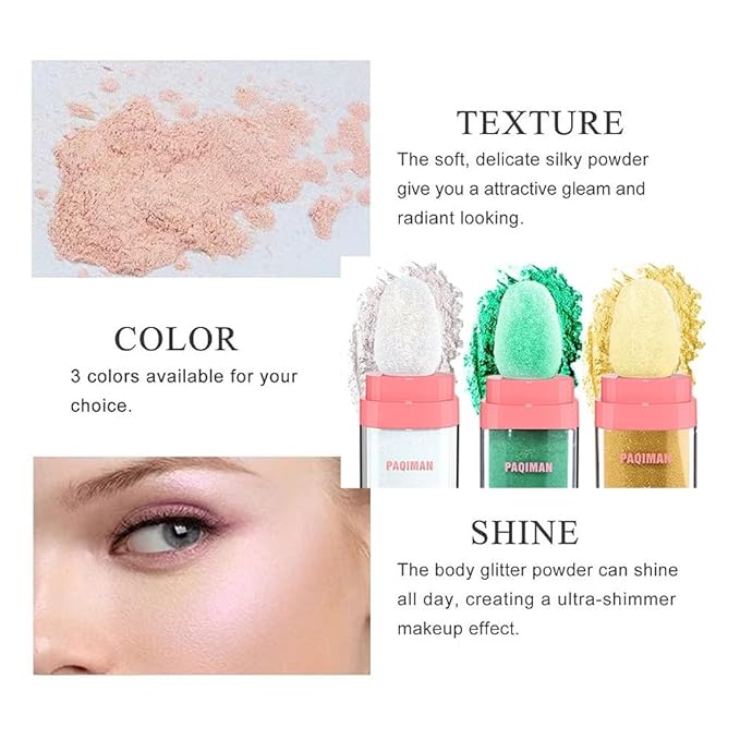 Gold Glitter Powder, Sparkling Neon Outfit Party Rave Festival Accessories Body and Face Highlighter Makeup.(05# Gold)