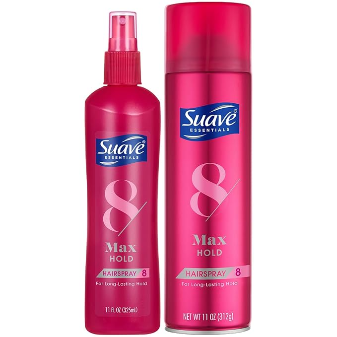 Suave+ Hairspray, Max Hold Bundle – Unscented Hairspray + Scented Non-Aerosol Hair Spray, 11 Oz Ea (2 Piece Set)