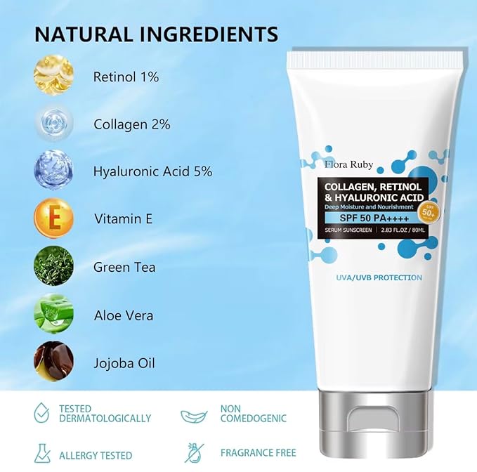 Collagen, Retinol & Hyaluronic Acid SPF 50 PA Sunscreen