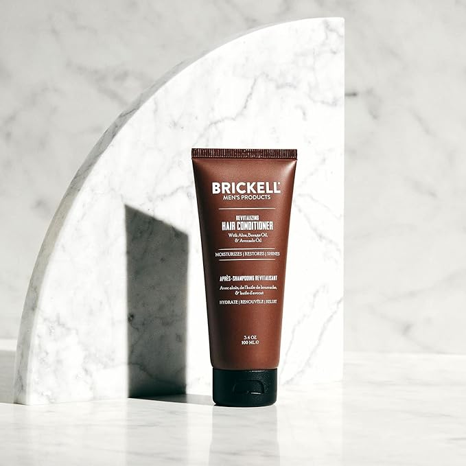 Brickell Men's Revitalizing Hair Conditioner for Men, Natural and Organic Nourishing Hair Conditioner, Restores Shine and Moisture, 3.4 Ounce, Scented, New Formula