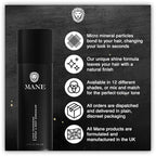 MANE Hair Thickening Spray & Root Touch Up, Instantly Thicker Hair for Men & Women, Fill in Hairlines and Hide Thinning and Fine Patches - Jet Black, 12 Colors (6.76 oz)