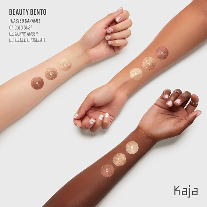 Kaja Eye Bento Collection - Bouncy Eyeshadow Trio | Gilded Bronze Tones, Travel Size, 03 Toasted Caramel, 2019 Allure Best of Beauty Award, 0.03 Oz